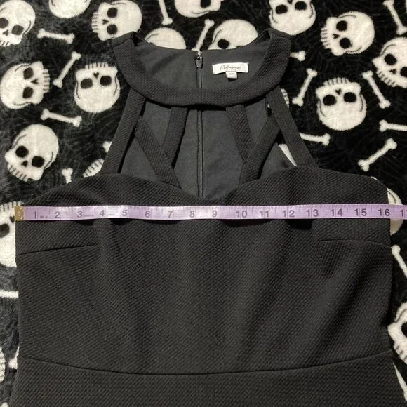 REITMAN'S Vintage black cut out design neckline fit & flare dress ~ SMALL MEDIUM - Picture 6 of 14